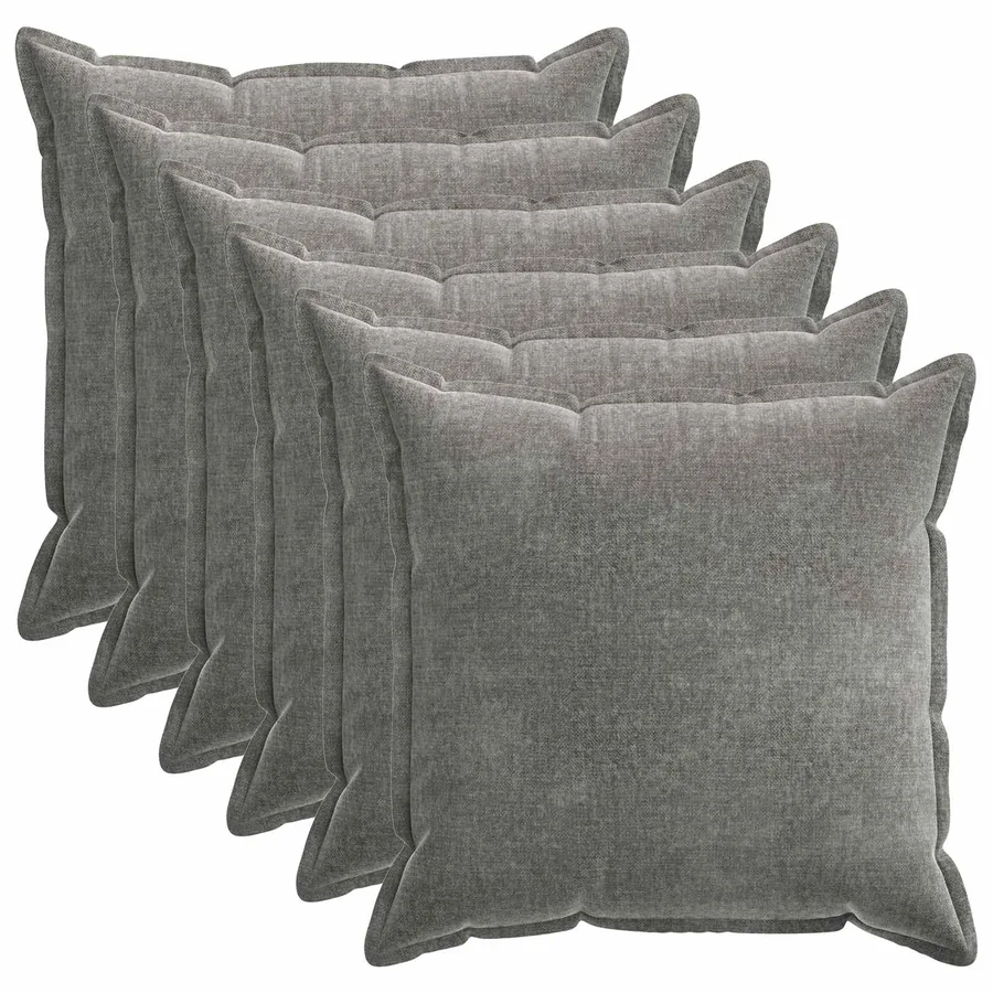 Housse de coussin 6 pcs HOUTEN Gris foncé 80 x 80 cm
