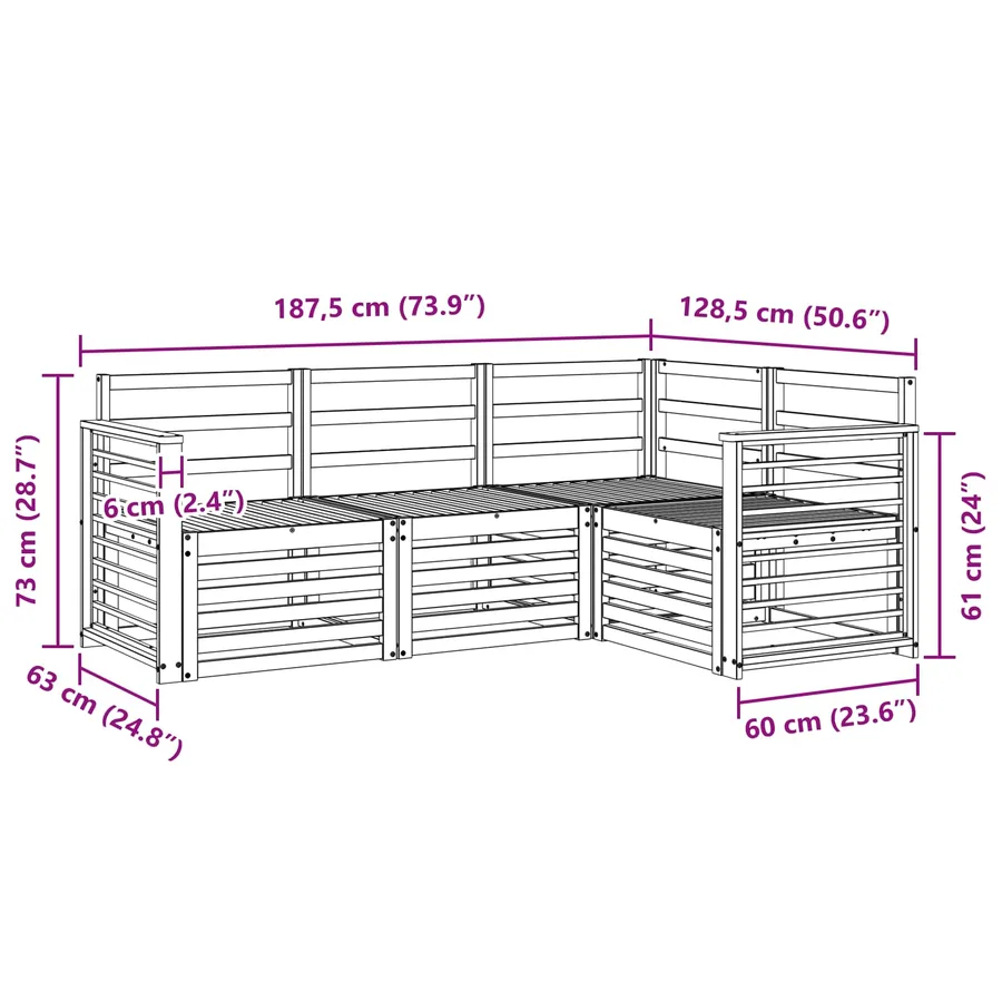 Ensembles de canapés 4 pcs Blanc 187,5 x 128,5 x 73 cm - 6