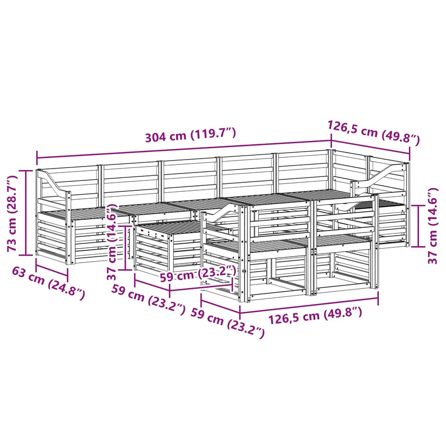 Ensemble de canapés d'extérieur 9 pcs Blanc 59 x 59 x 37 cm - 9