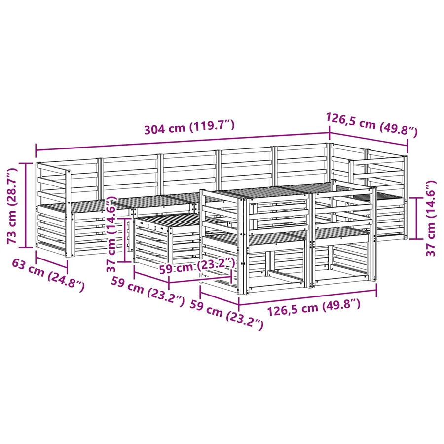 Ensemble de canapés d'extérieur 9 pcs Blanc 59 x 59 x 37 cm - 9