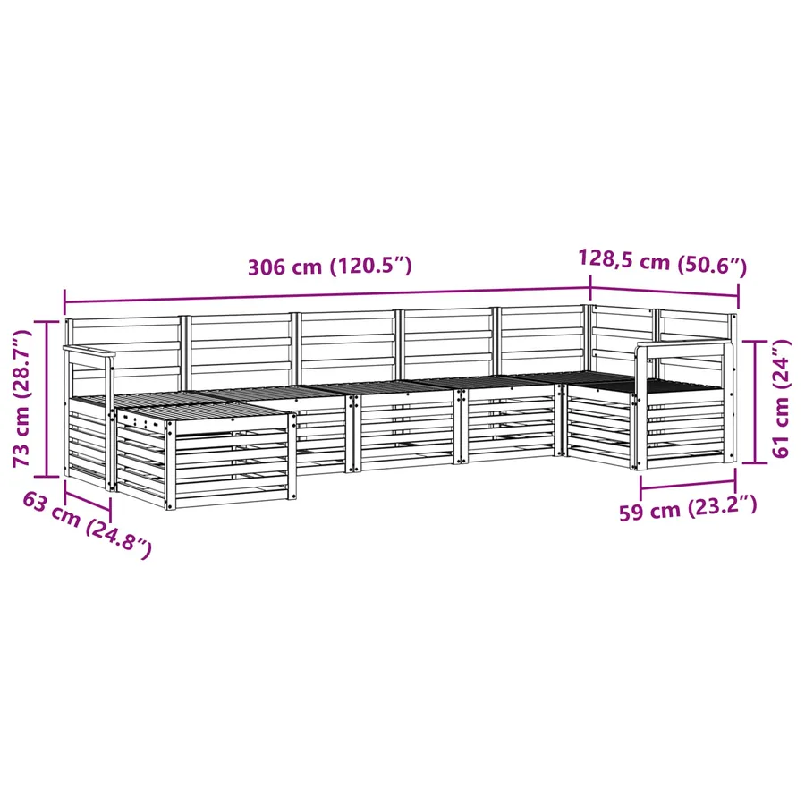 Ensemble de canapés d'extérieur 7 pcs Blanc - 9