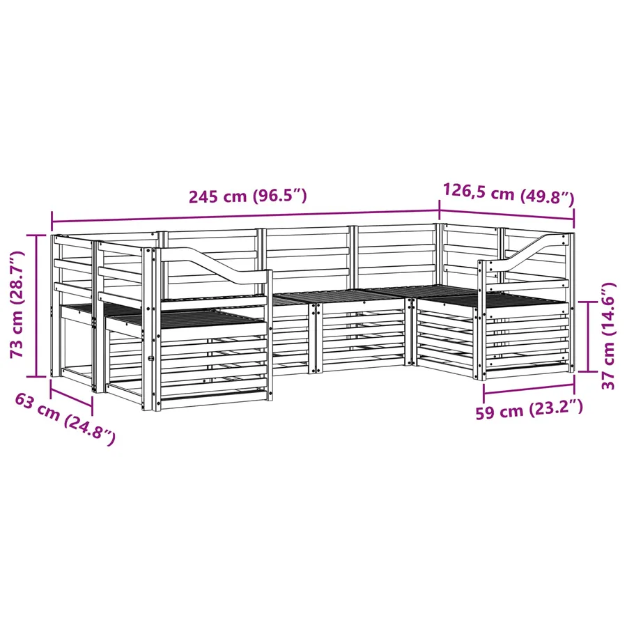 Ensemble de canapés d'extérieur 6 pcs Blanc 245 x 126,5 x 73 cm - 6