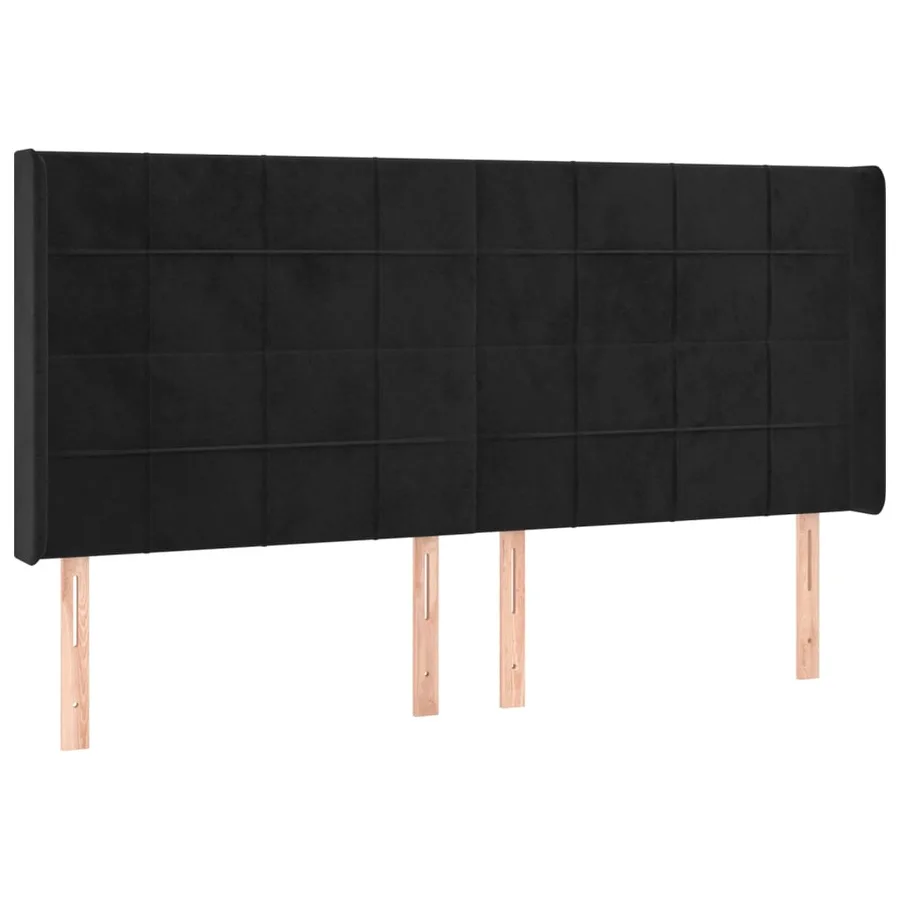 Tête de lit avec oreilles Noir 183x16x118/128 cm Velours - 2