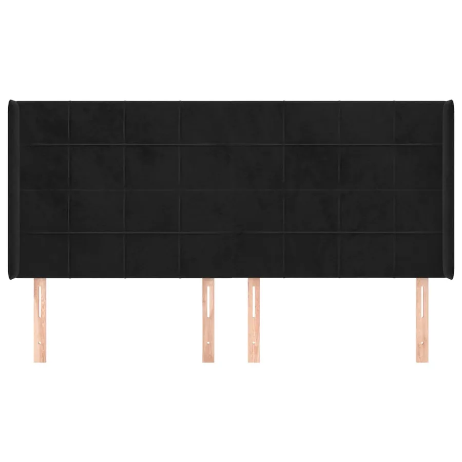 Tête de lit avec oreilles Noir 183x16x118/128 cm Velours - 3
