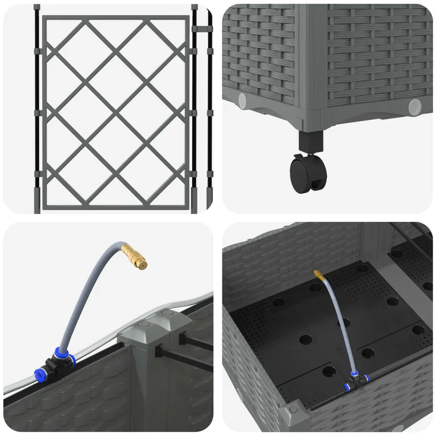 Porte-plante de jardin avec irrigation et roues 3 pc Gris clair - 5