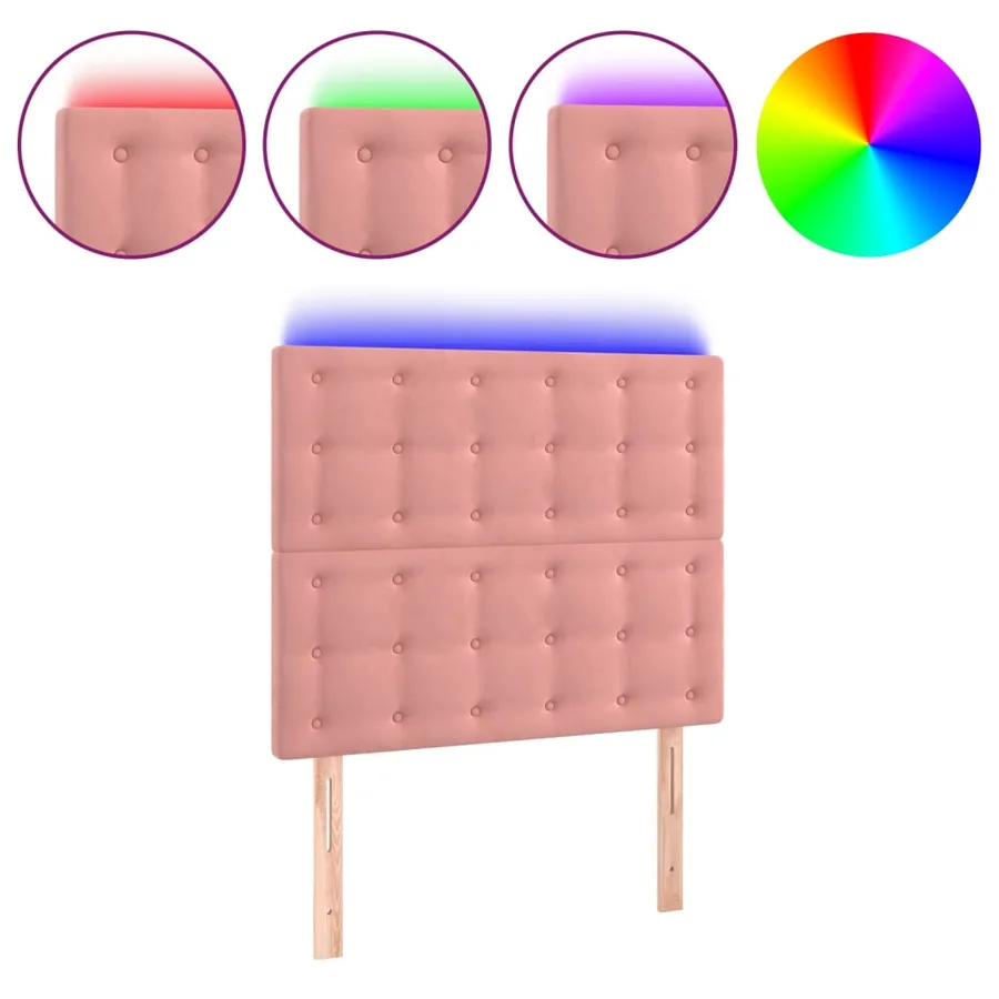 Tête de lit à LED Rose 80x5x118/128 cm Velours - 2