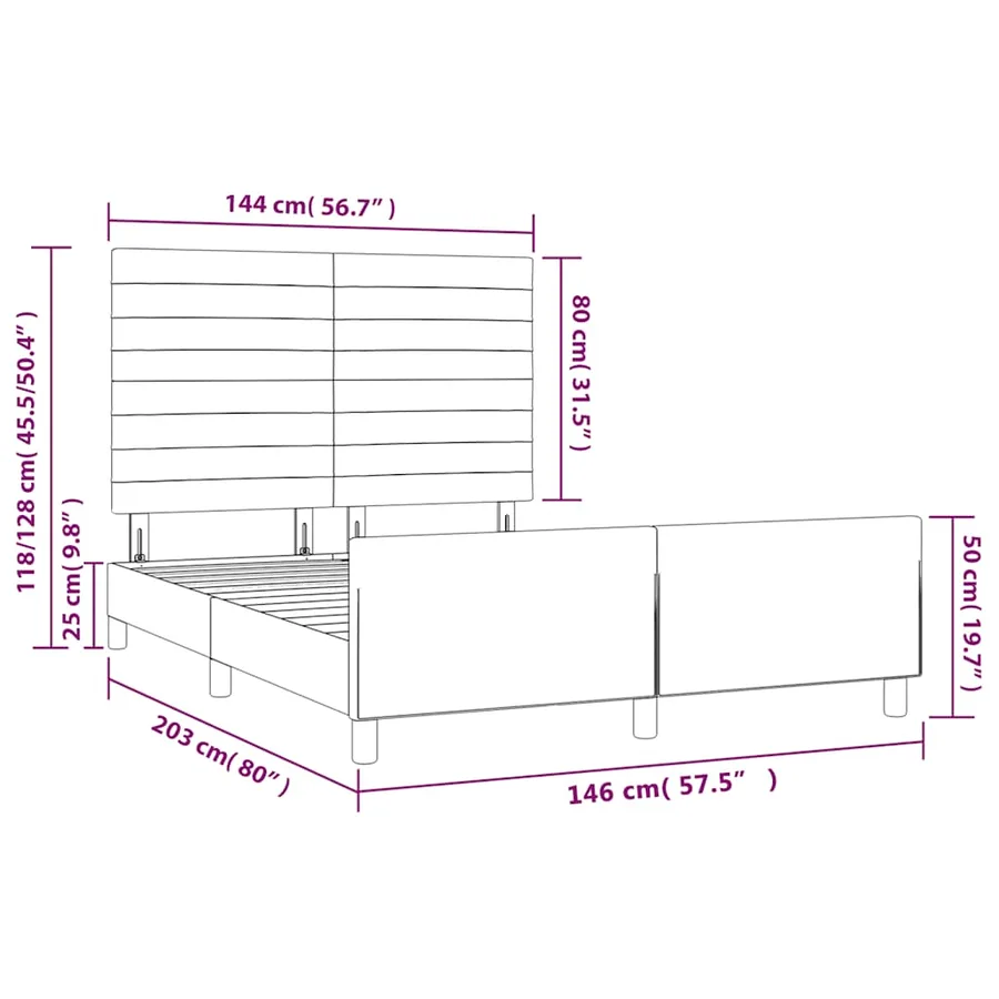 Cadre de lit sans matelas bleu foncé 140x200 cm velours - 14