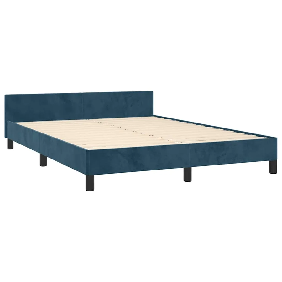 Cadre de lit sans matelas bleu foncé 140x200 cm velours - 5