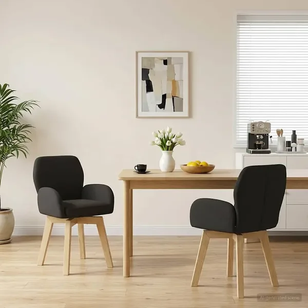 Chaises de salle à manger pivotantes 2 pcs Bouclé Noir