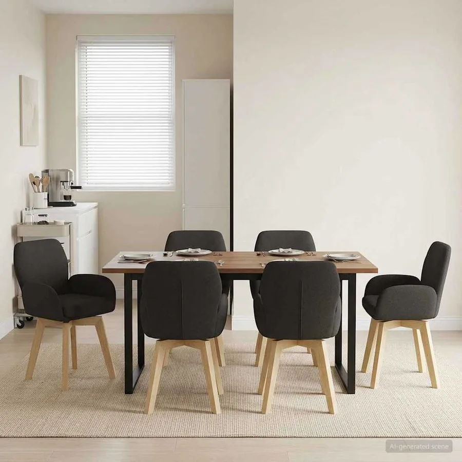Chaises de salle à manger pivotantes 6 pcs Bouclé Noir