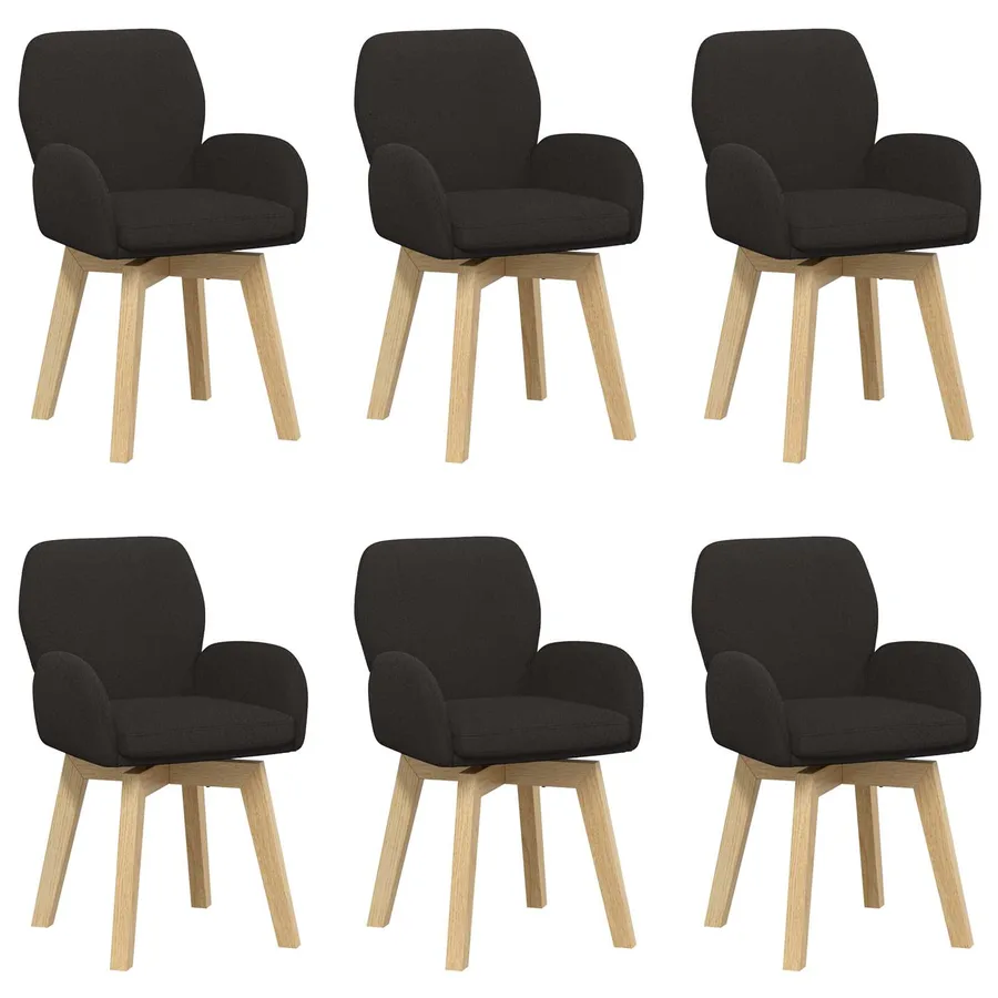 Chaises de salle à manger pivotantes 6 pcs Bouclé Noir - 2