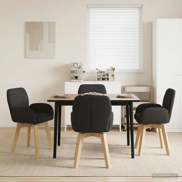 Chaises de salle à manger pivotantes 4 pcs Bouclé Noir