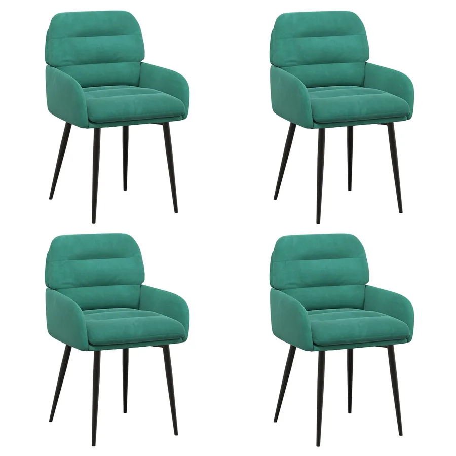 Chaises de salle à manger 4 pcs Velours Turquoise - 2