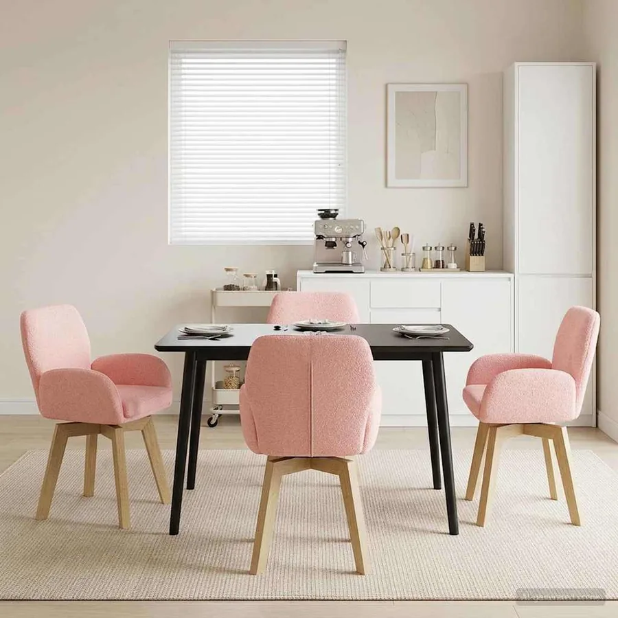 Chaises de salle à manger pivotantes 4 pcs Bouclé Rose