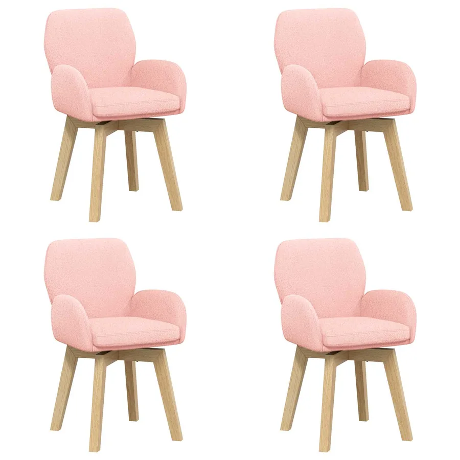 Chaises de salle à manger pivotantes 4 pcs Bouclé Rose - 2