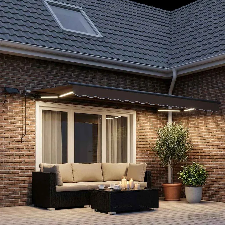 Auvent rétractable Taupe 300 x 250 cm Tissu et Aluminium - 3