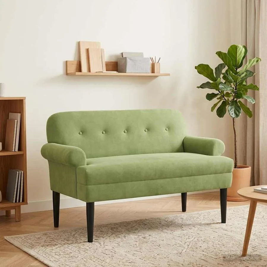 Canapé love seat avec capitonnage en boutons Vert clair Velours