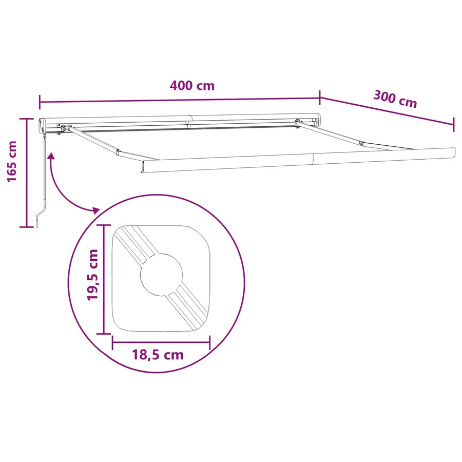 Auvent rétractable Taupe 400 × 300 cm Toile et Aluminium - 7