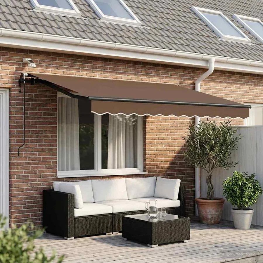 Auvent rétractable Taupe 350 x 250 cm Polyester - 3
