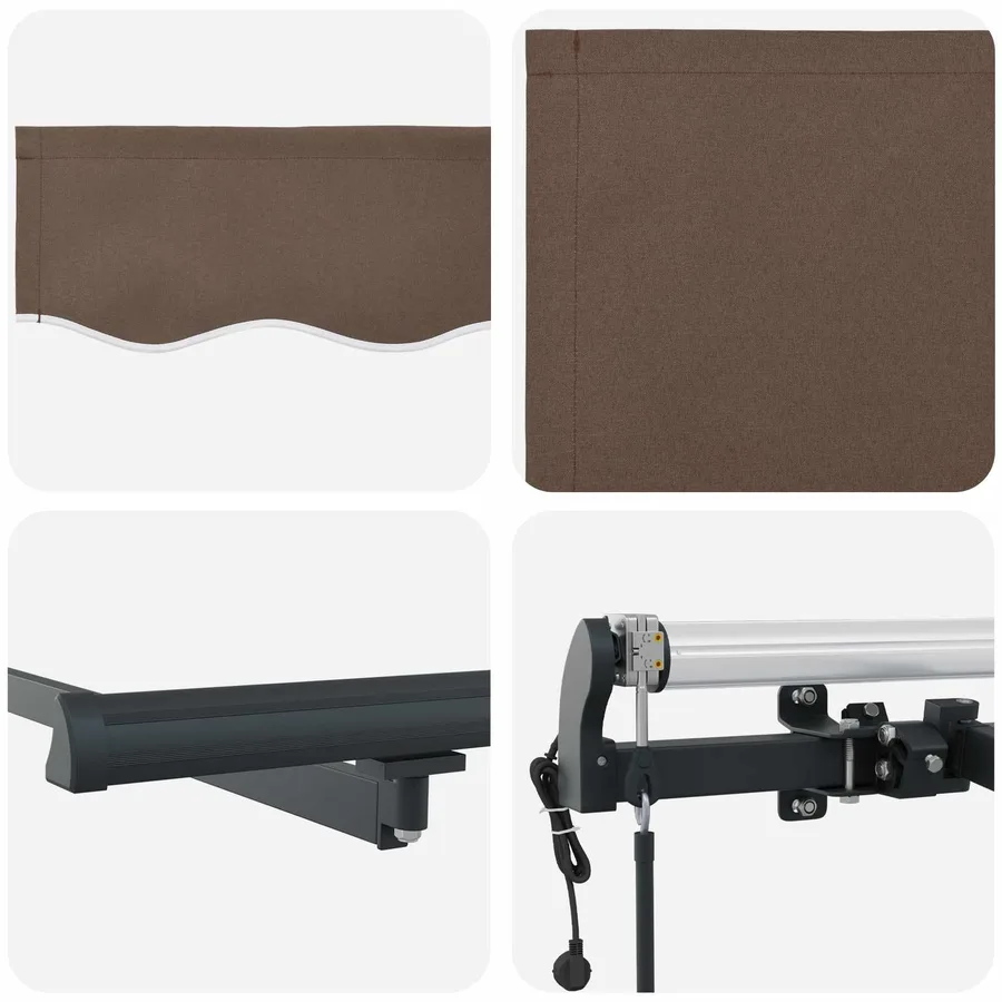 Auvent rétractable Taupe 350 x 250 cm Polyester - 6