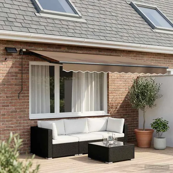 Auvent rétractable Taupe 350 x 250 cm Tissu et Aluminium