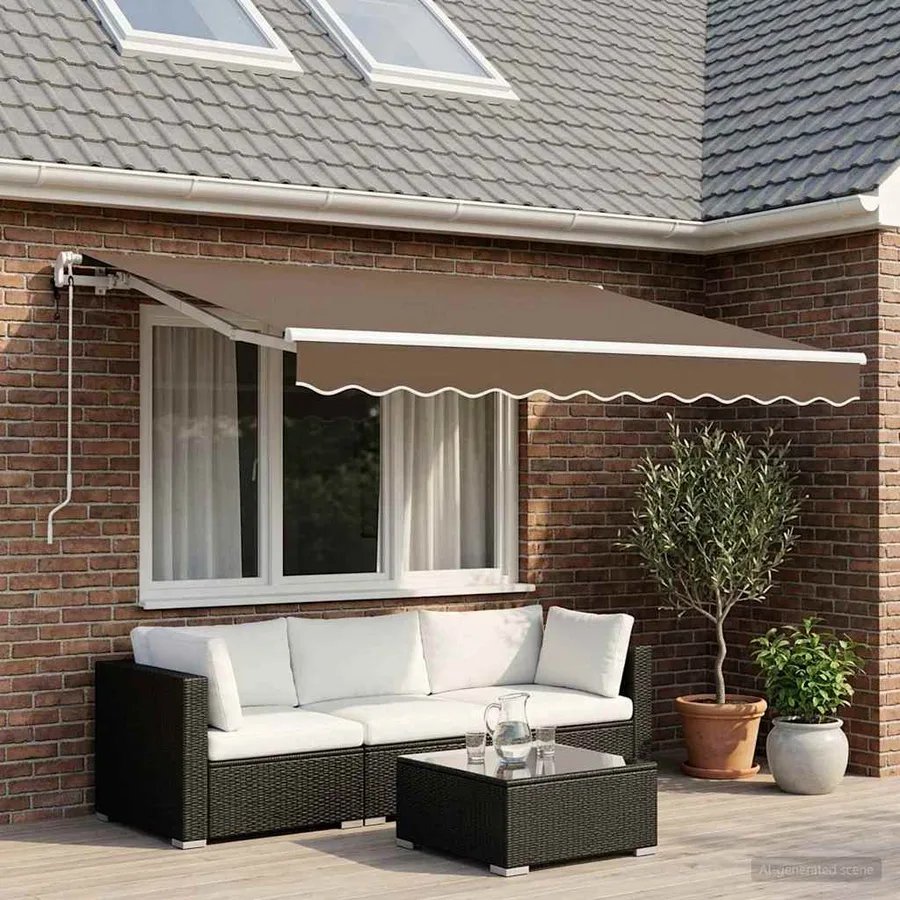 Auvent rétractable Taupe 350 x 250 cm Polyester - 3