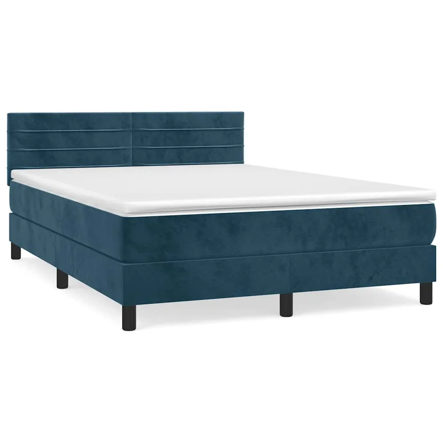 Sommier à lattes de lit et matelas Bleu foncé 140x190cm Velours - 2