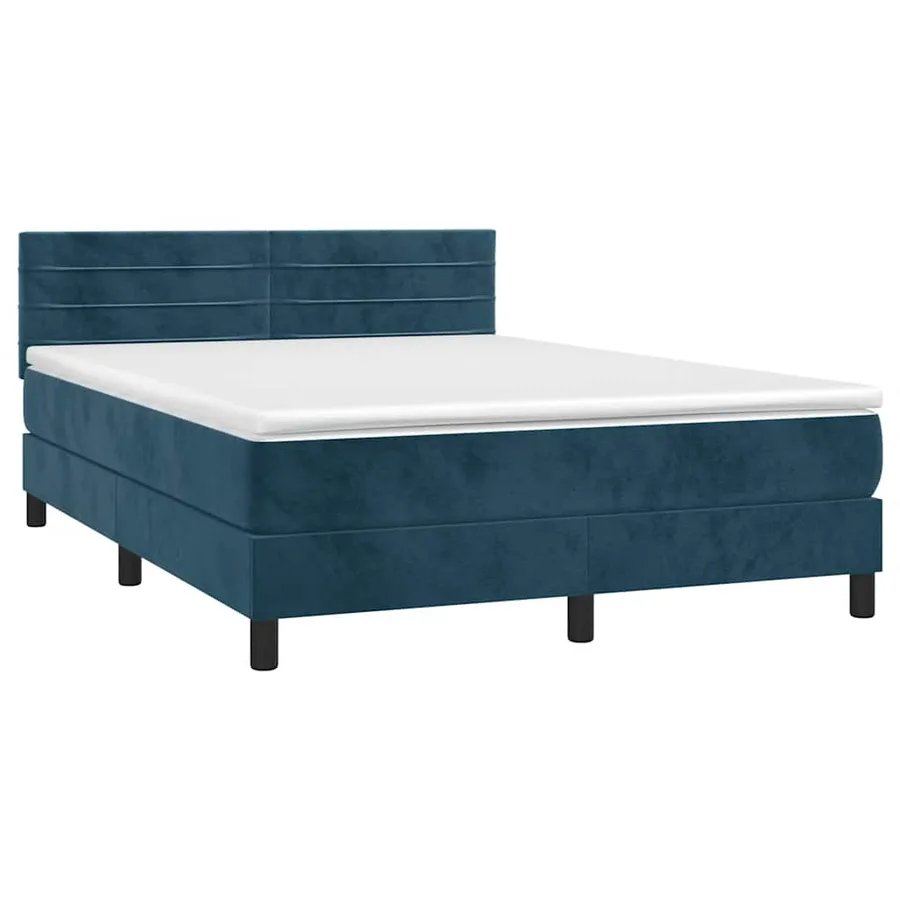 Sommier à lattes de lit et matelas Bleu foncé 140x190cm Velours - 3