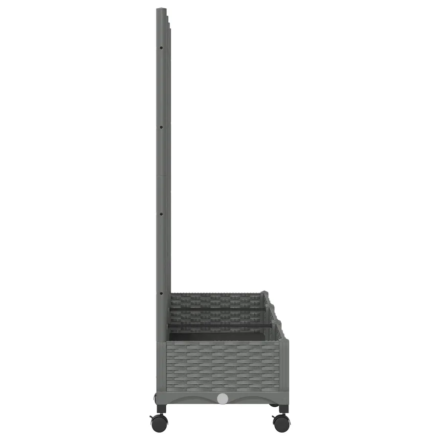 Bac de jardin avec treillis et roues Gris clair PP - 4