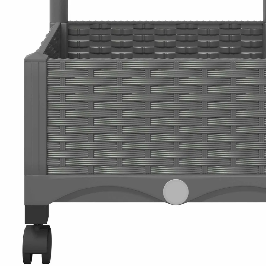 Bac de jardin avec treillis et roues Gris clair PP - 6