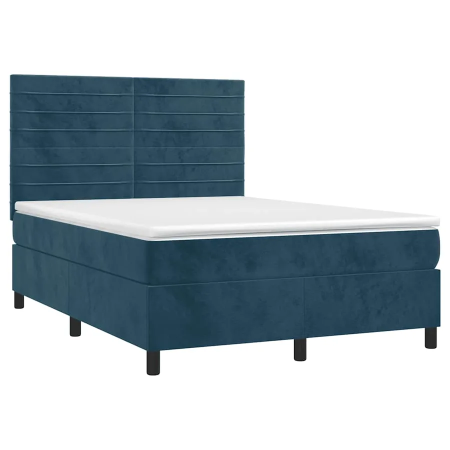Sommier à lattes de lit et matelas Bleu foncé 140x190cm Velours - 3