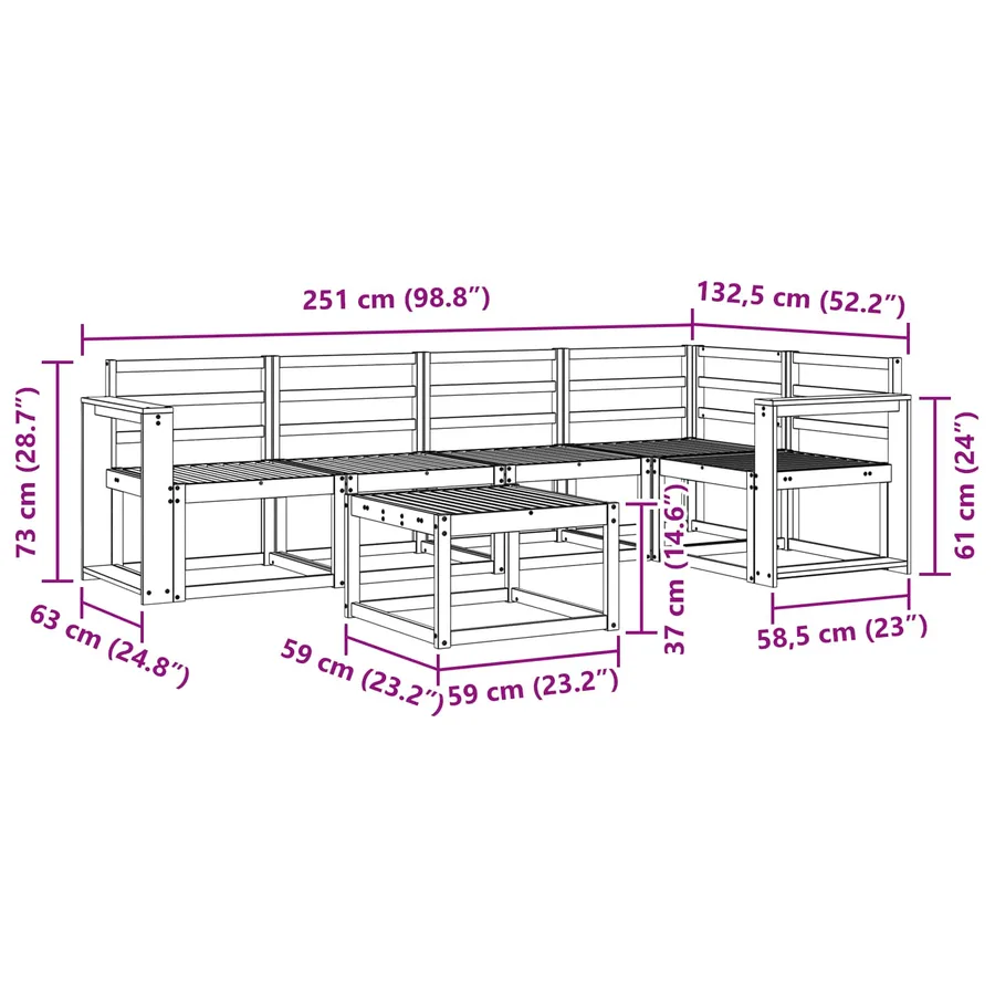 Ensemble de canapés d'extérieur 6 pcs Blanc - 9
