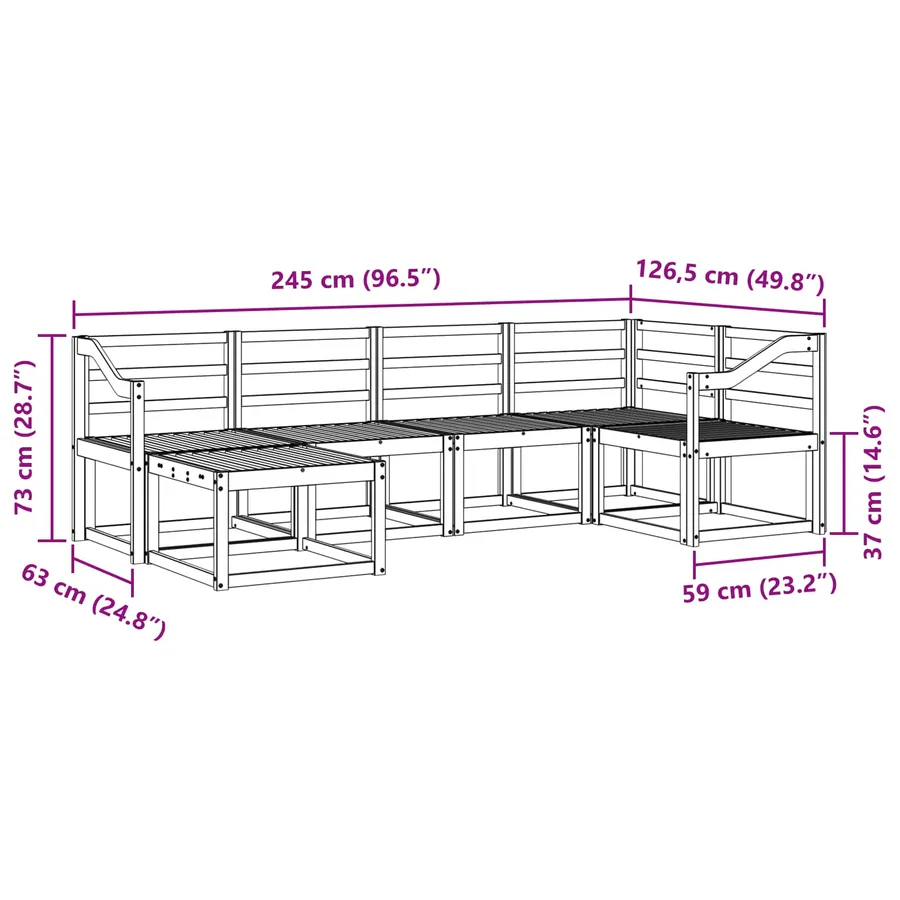 Ensemble de canapés d'extérieur 6 pcs Blanc - 8