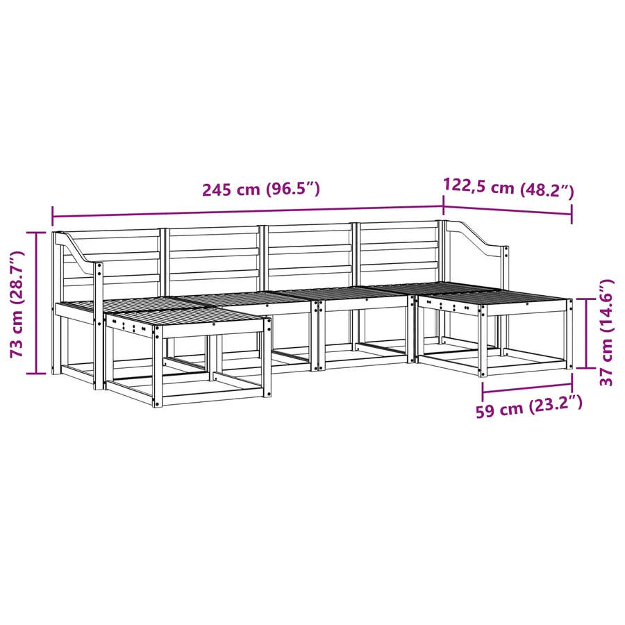 Ensemble de canapés d'extérieur 6 pcs Blanc - 7