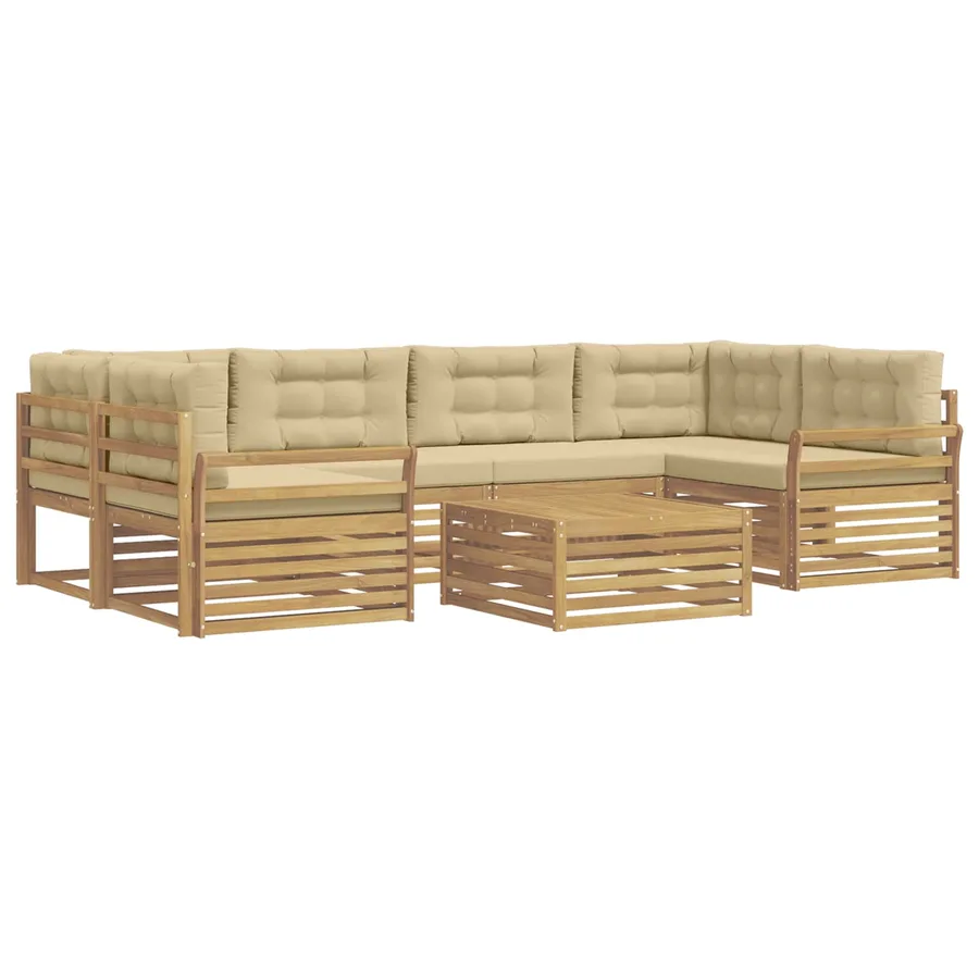 Ensemble de canapés d'extérieur 7 pc Blanc et Beige - 2
