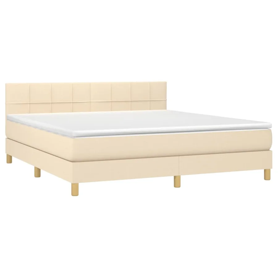 Sommier à lattes de lit avec matelas LED Crème 160x200 cm Tissu - 3