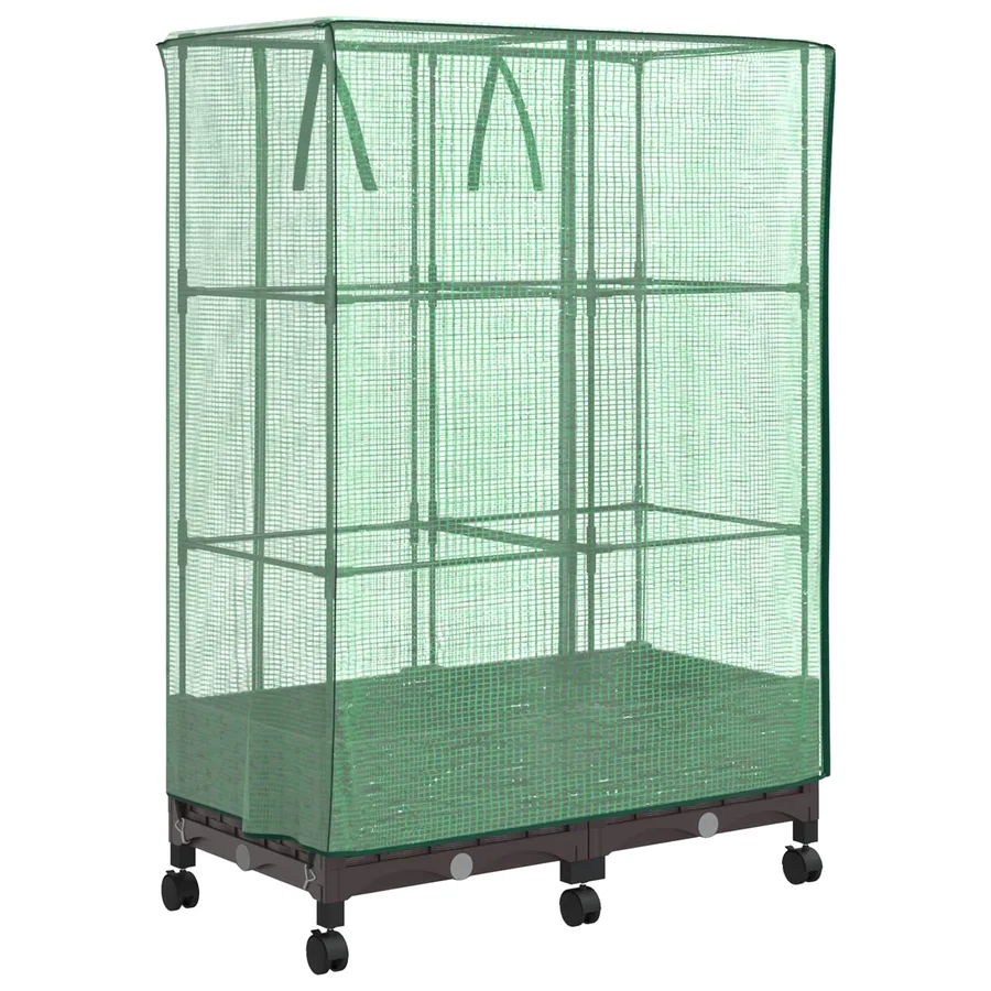 Jardinière de jardin avec couverture de serre et roues 2 pc PP - 4