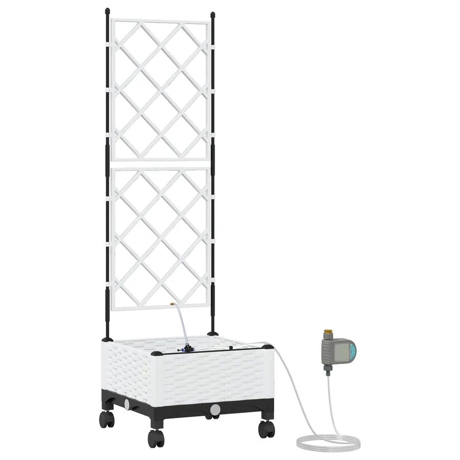 Porte-plante de jardin avec irrigation et roues Blanc PP - 2