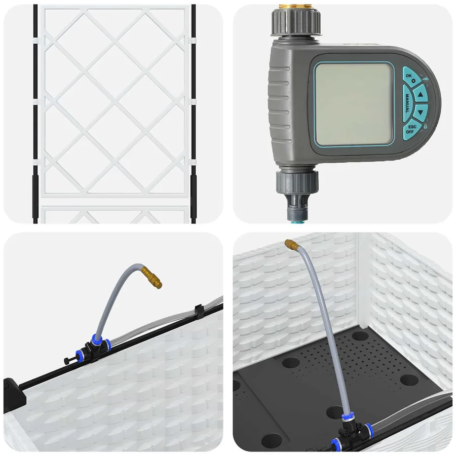 Porte-plante de jardin avec irrigation et roues Blanc PP - 5