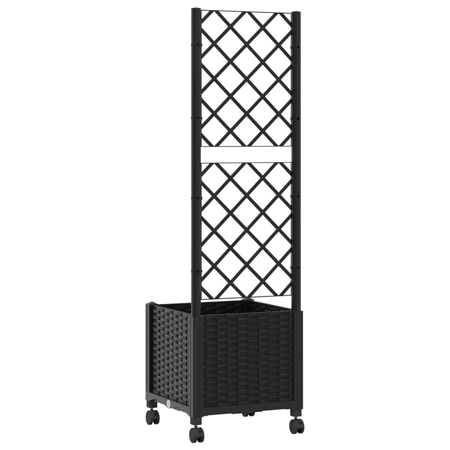 Bac de jardin avec treillis et roues Noir 40 x 40 x 146 cm PP - 5