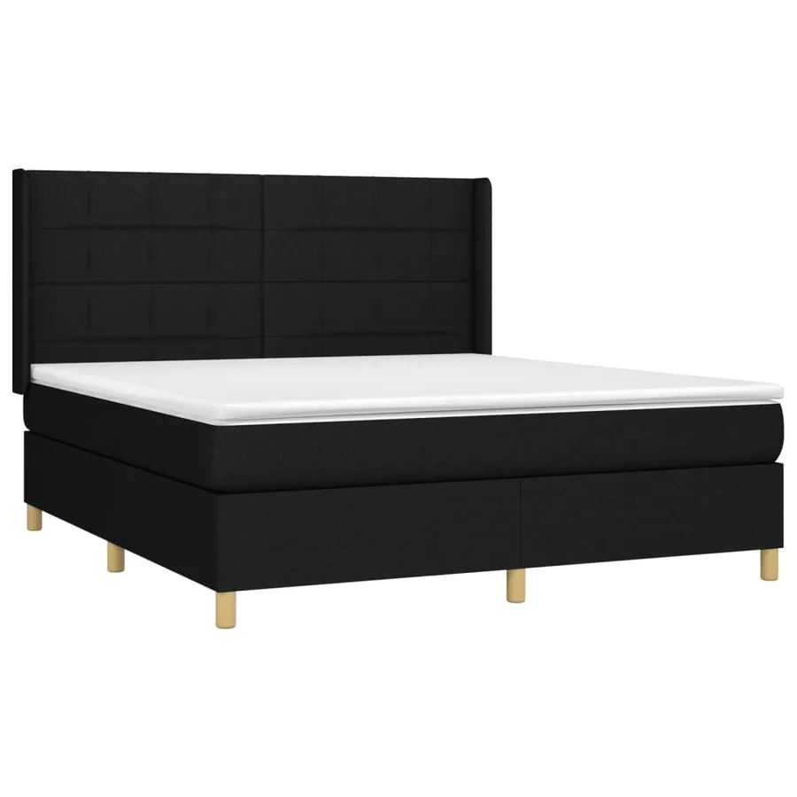 Sommier à lattes de lit matelas et LED Noir 160x200 cm Tissu - 4