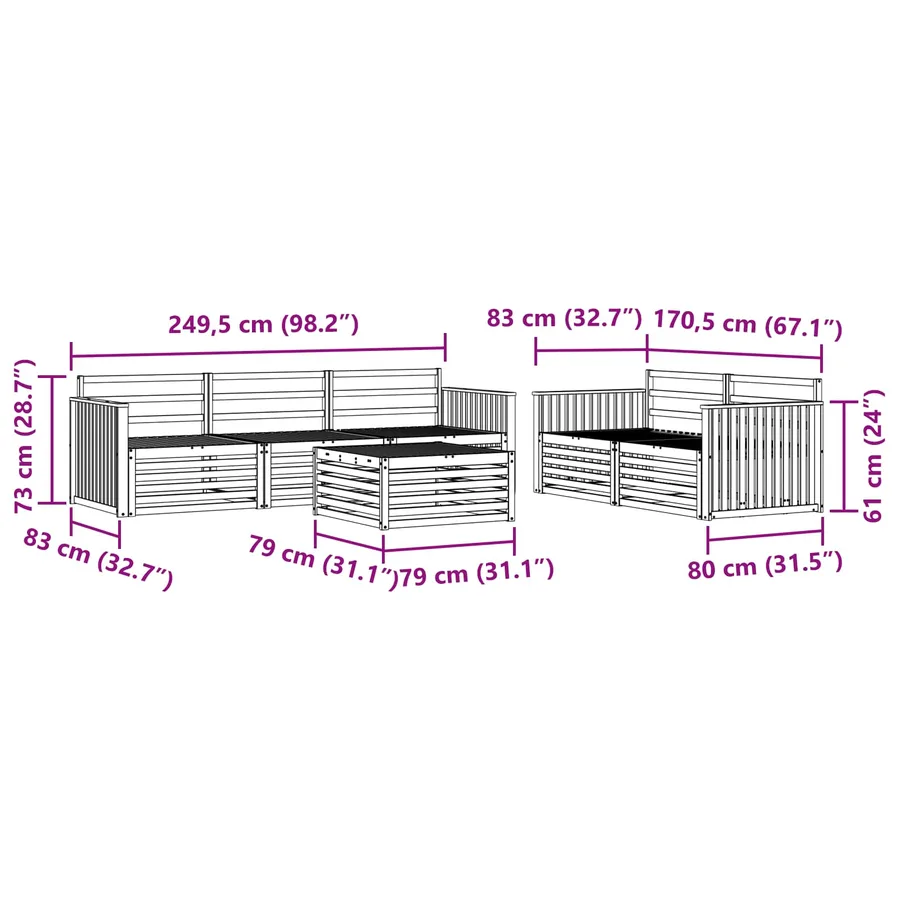 Ensemble de canapés d'extérieur 6 pc Blanc - 8