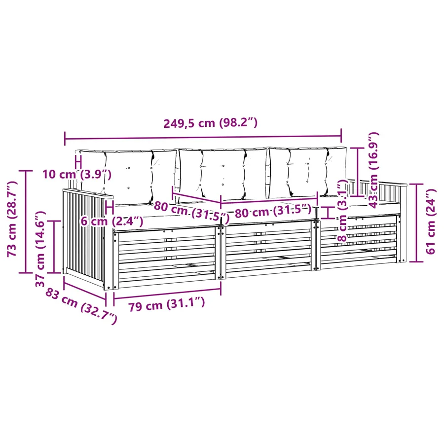 Ensemble de canapés d'extérieur 3 pc Blanc et crème - 6