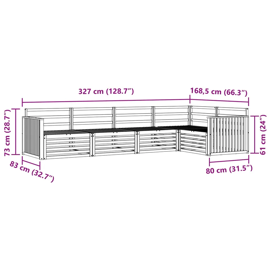 Ensemble de canapés d'extérieur 5 pc Blanc Bois d'Acacia Massif - 7