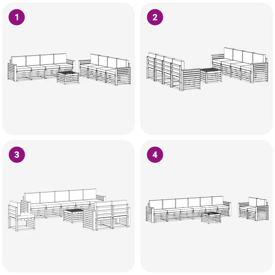 Ensembles de canapés 9 pcs Blanc et crème 59 x 59 x 37 cm - 6