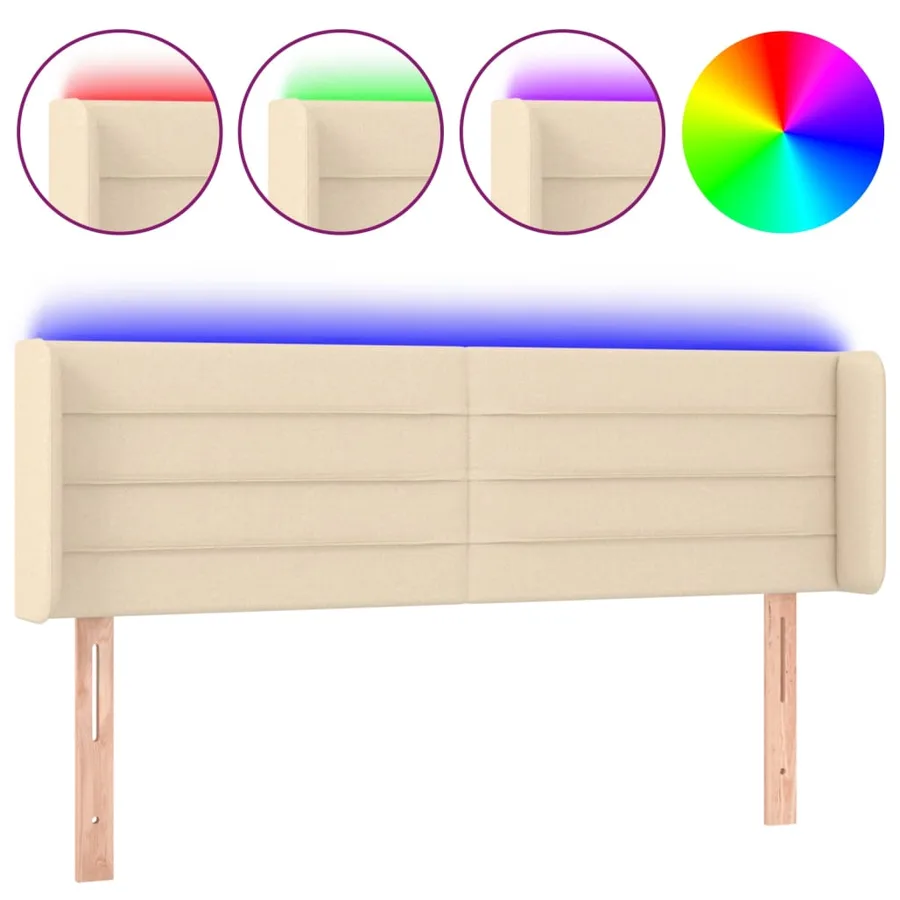 Tête de lit à LED Crème 147x16x78/88 cm Tissu - 2
