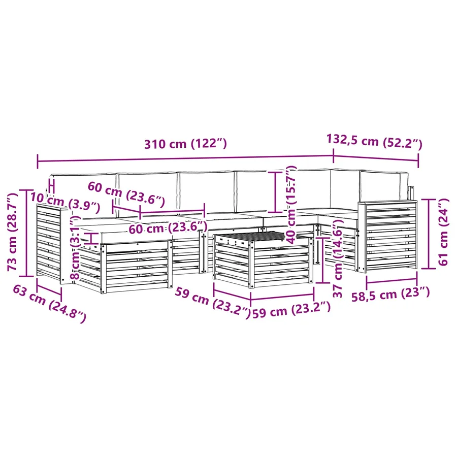 Ensemble de canapés d'extérieur 8 pcs Blanc et Beige - 9