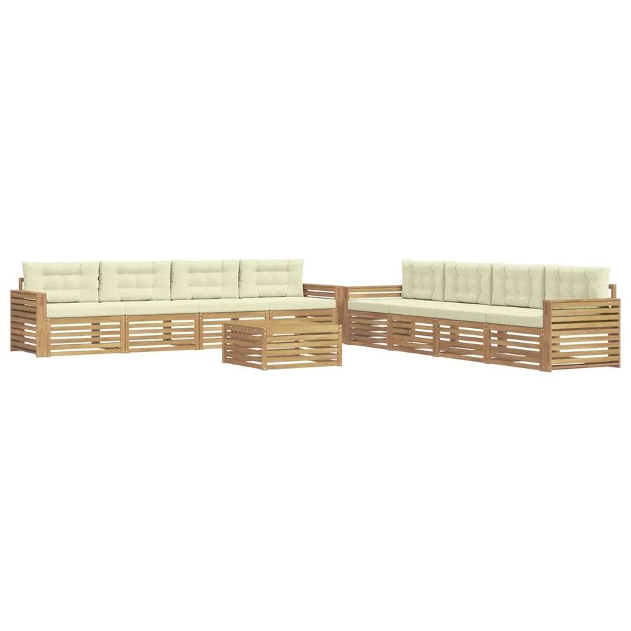 Ensemble de canapés d'extérieur 9 pc Blanc et crème Polyester - 2
