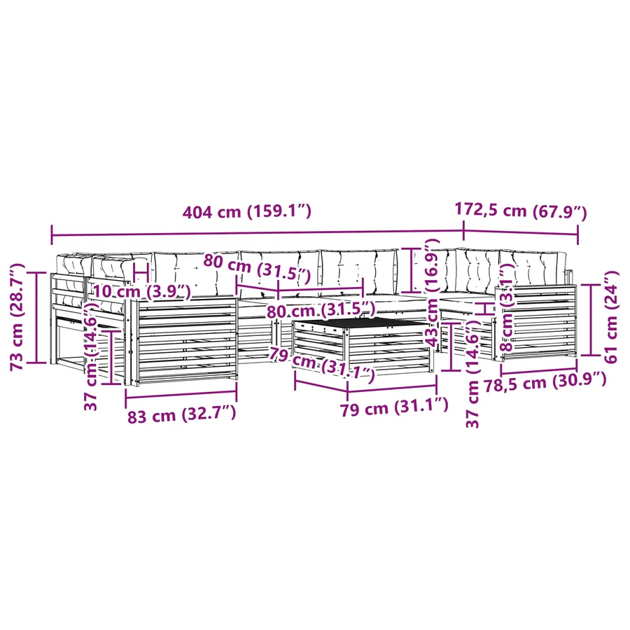 Ensemble de canapés d'extérieur 8 pc Blanc et anthracite - 7