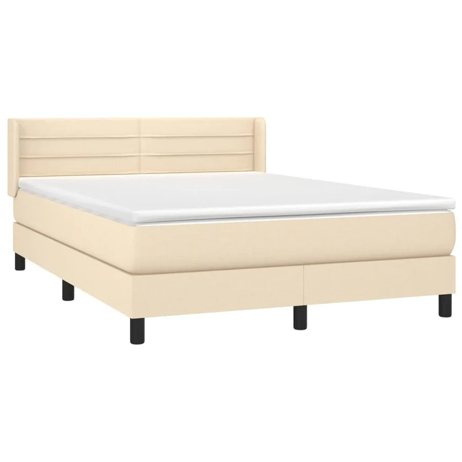 Sommier à lattes de lit avec matelas Crème 140x200 cm Tissu - 3
